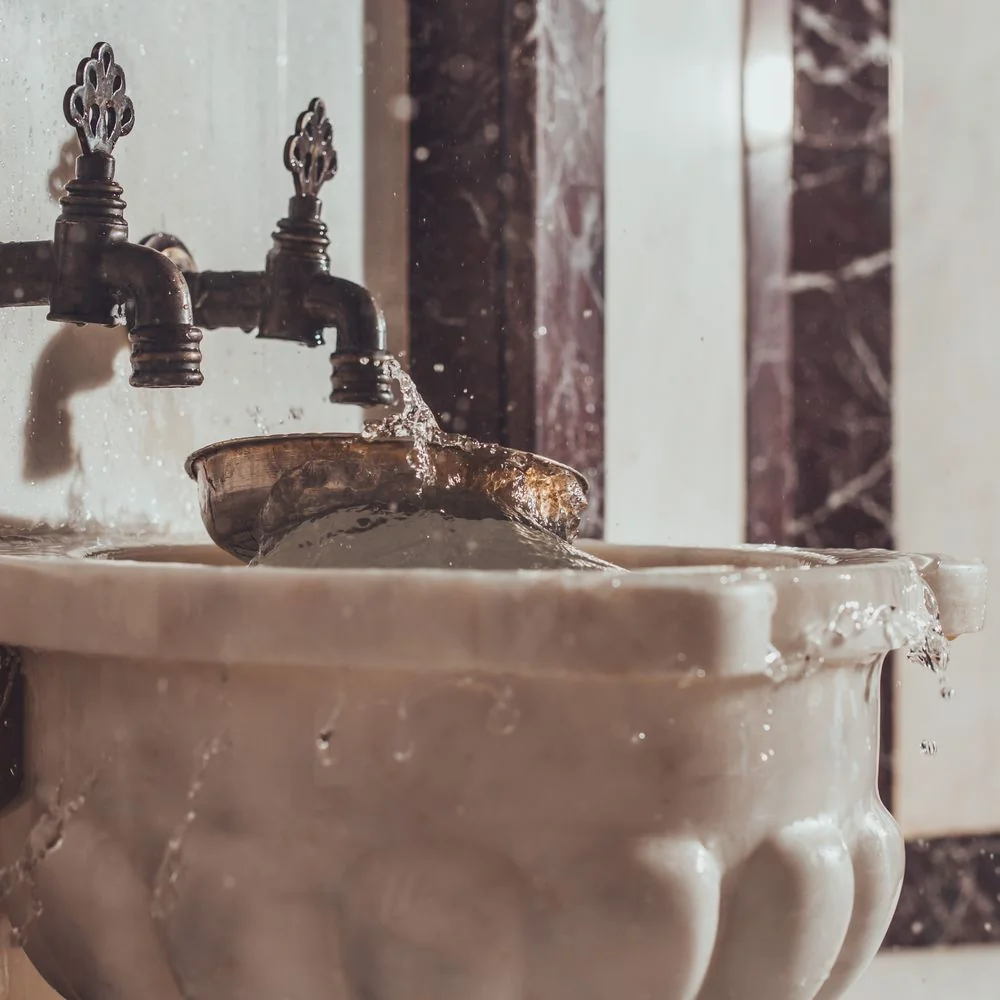 Refined stone and marble dressing basins with understated luxury finishes
